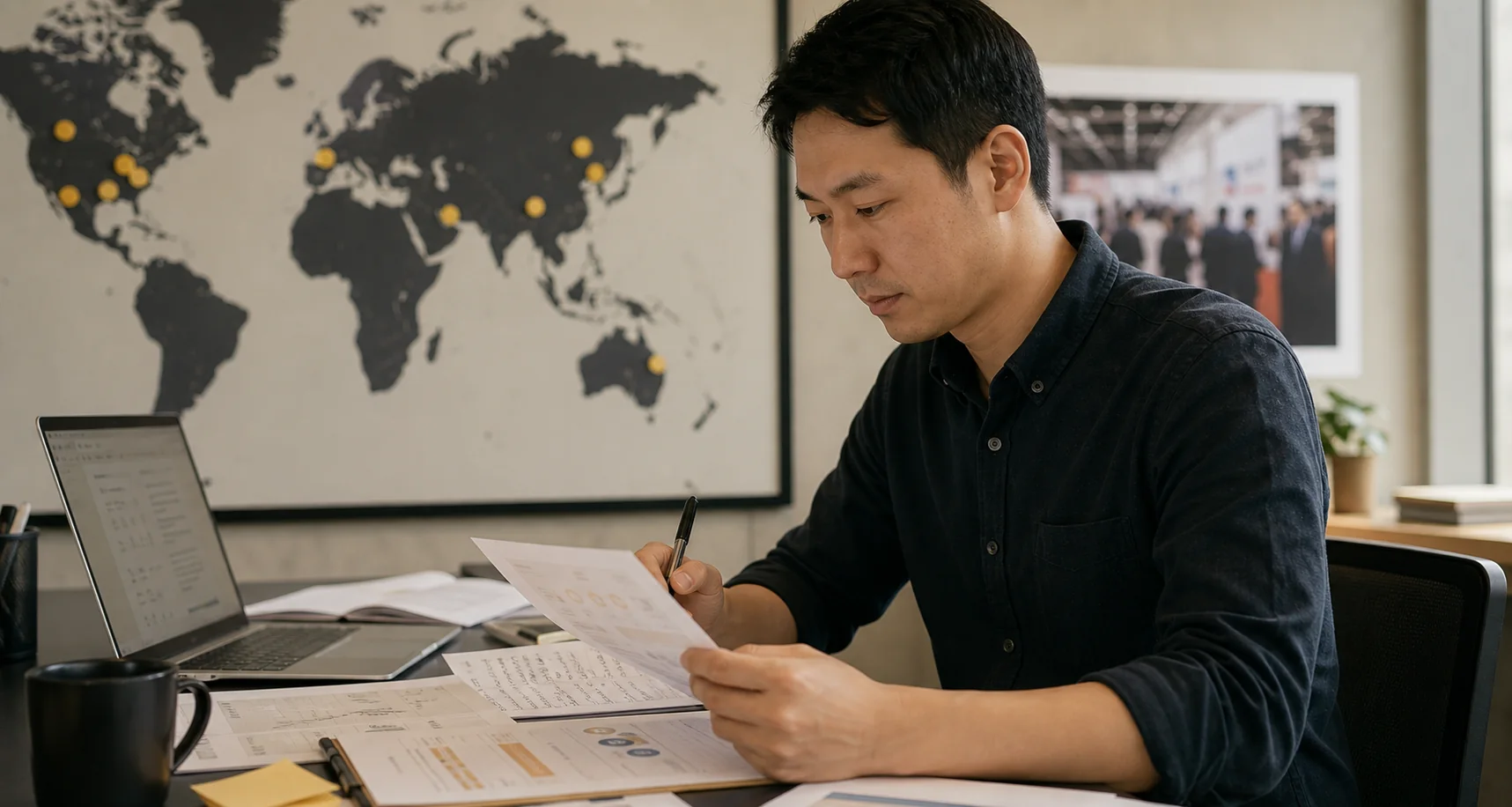 Small business team working together at a desk